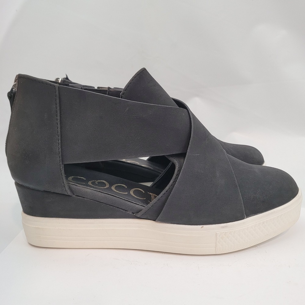Coccoli Melody Wedge Sneaker Womens 7.5 Black Cutout High Top Platform Bootie